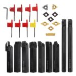 Set di Portautensili 9pcs Barra Alesatrice per Tornio, Tornitura, Gambo da 16mm con Inserti in Carburo