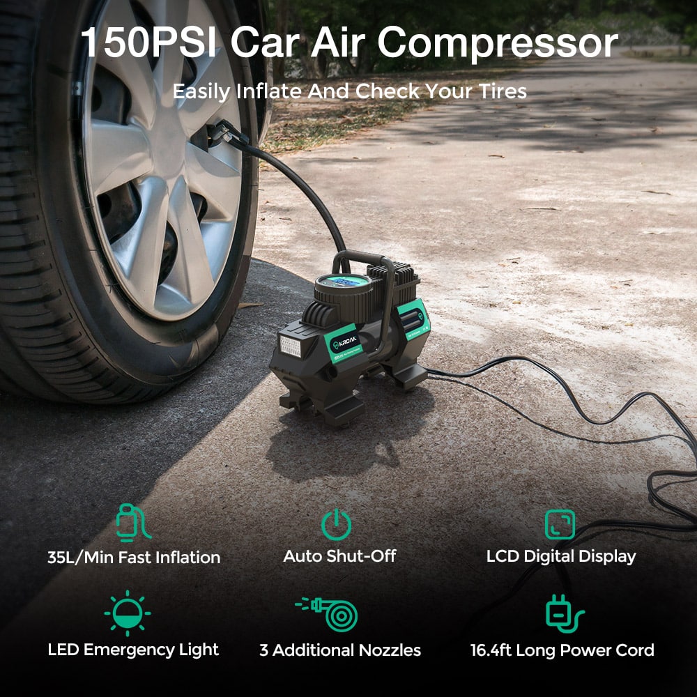 Compressore per pompa d'aria per auto elettrica con batteria 12V 150PSI Pompa  per pneumatici per