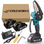 VIOLEWORKS Mini Motosega a Batteria, 4 Pollici Sega a Batteria per Potatura Motosega Elettrica Portatile Senza Fili Batteria per Makita