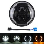 Faro Proiettore LED per Moto, Auto, Fuoristrada da 7" pollici Hi-Lo Rotondo compatibile con Jeep Wrangler, Defender - Certificato DOT, SAE, E9