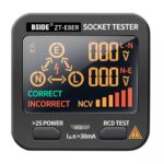 BSIDE ZT-E8 Multimetro Tester per Presa, Schermo LCD, Misura Tensione Fase con Circuito Elettrico Automatico, Spina EU Schuko