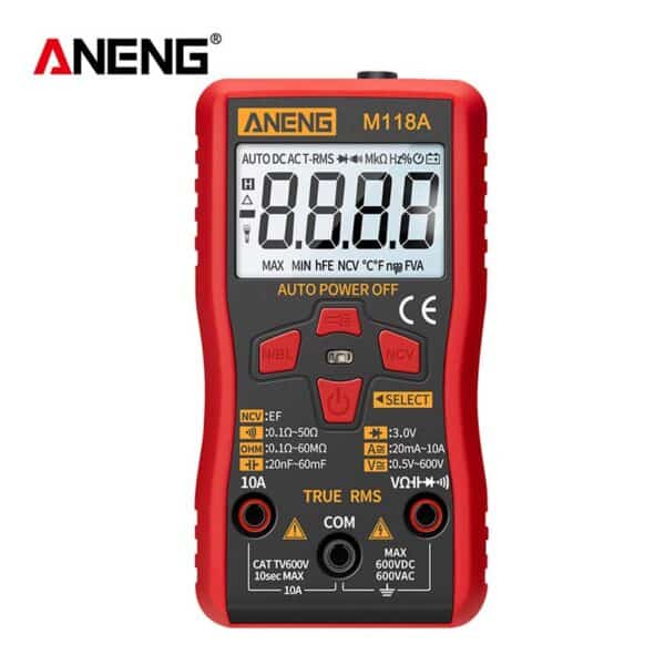 ANENG M118A Mini Multimetro Digitale 6000 Conteggi Auto Gamma True RMS Transistor Meter con NCV Data Hold Torcia 2