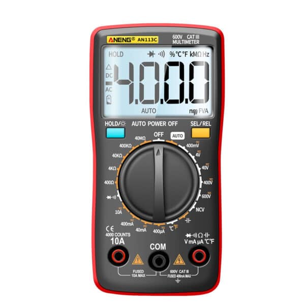 ANENG AN113C Multimetro Digitale Misurazione Automatica intelligente 4000 Conteggi T-RMS LCD Tester AC DC Volt Voltmetro Amperometro Ohm Tensione Corrente 4