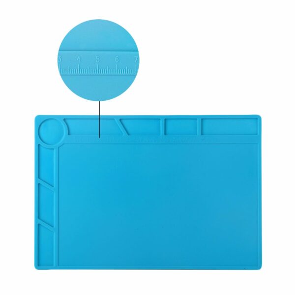 Pad in silicone 34x23cm resistente al calore Tappetino da scrivania Piattaforma di manutenzione Isolamento termico Stazione di riparazione saldatura BGA con righello scala 20 cm 5