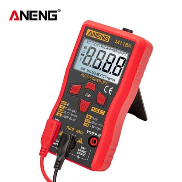 ANENG M118A Mini Multimetro Digitale 6000 Conteggi Auto Gamma True RMS Transistor Meter con NCV Data Hold Torcia 4