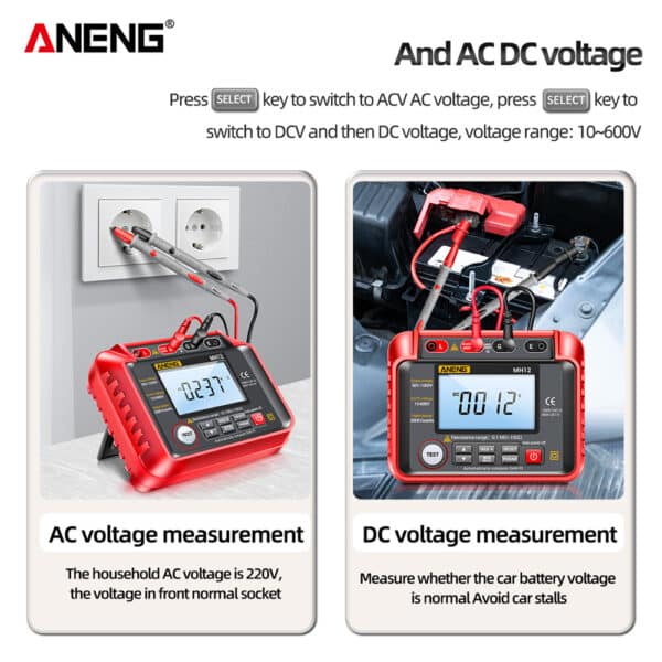 ANENG MH12 Multimetro Tester Digitale AC DC Amperometro Transistor LCD Megaohmmetro Voltmetro 12