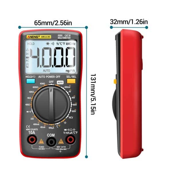 ANENG AN113C Multimetro Digitale Misurazione Automatica intelligente 4000 Conteggi T-RMS LCD Tester AC DC Volt Voltmetro Amperometro Ohm Tensione Corrente 8