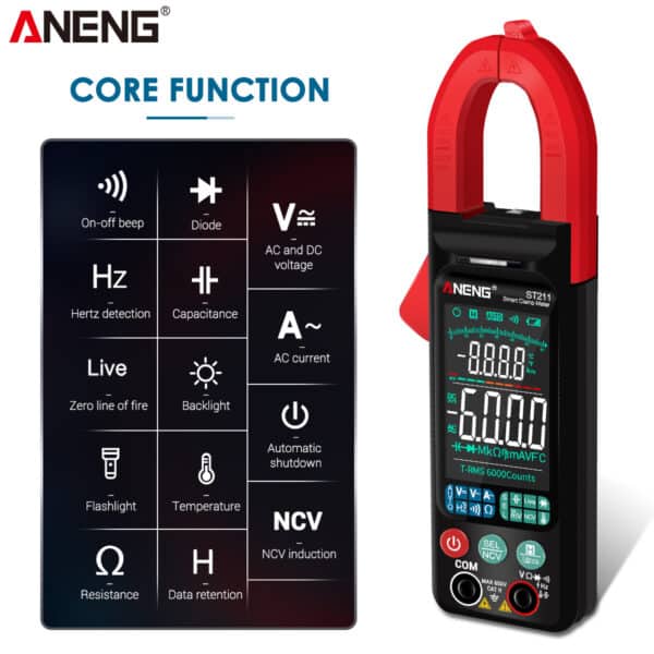 ANENG ST211 Pinza Amperometrica Multimetro 6000 conteggi True RMS con integrazione automatica manuale intelligente 7