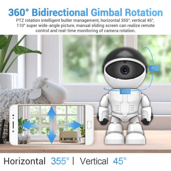 Telecamera IP Robot ESCAM PT205 1080P 360° WiFi Wireless 2MP Smart Home P2P Hidden Baby Monitor 4