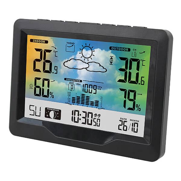 Stazione Meteo Wireless, Stazione Meteorologica, Igrometro, Previsioni, Pressione Atmosferica, Orologio, Sveglia, Barometro, Fasi Lunari 2