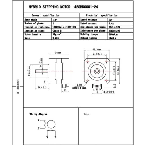 Motore Nema 17 passo-passo Bifase 12V 42mm per Stampante 3D 8