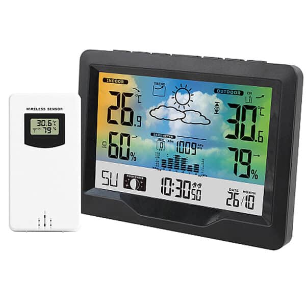 Stazione Meteo Wireless, Stazione Meteorologica, Igrometro, Previsioni, Pressione Atmosferica, Orologio, Sveglia, Barometro, Fasi Lunari 3