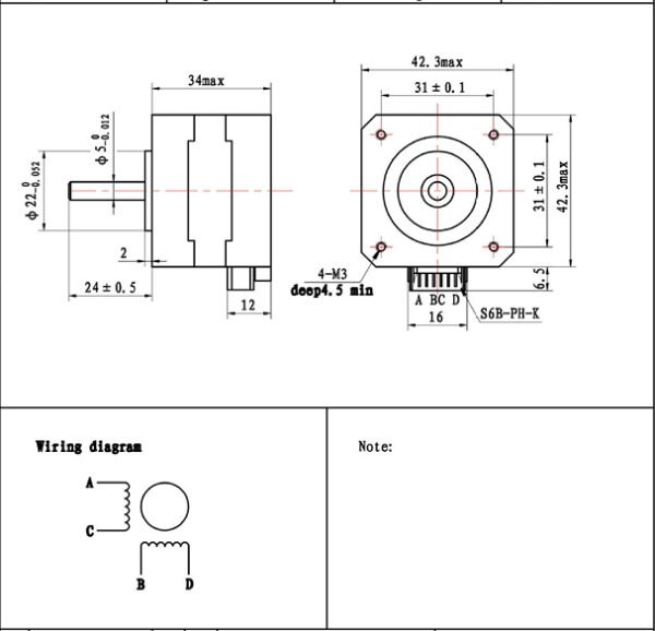 Motore Nema 17 passo-passo Bifase 12V 42mm per Stampante 3D 9