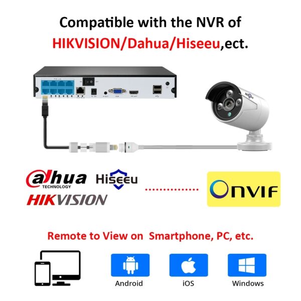 Hiseeu HB612 Videocamera Visione Notturna 1080P POE 2.0MP IP Fotocamera ONVIF P2P IP66 Impermeabile Esterna IR CUT 4