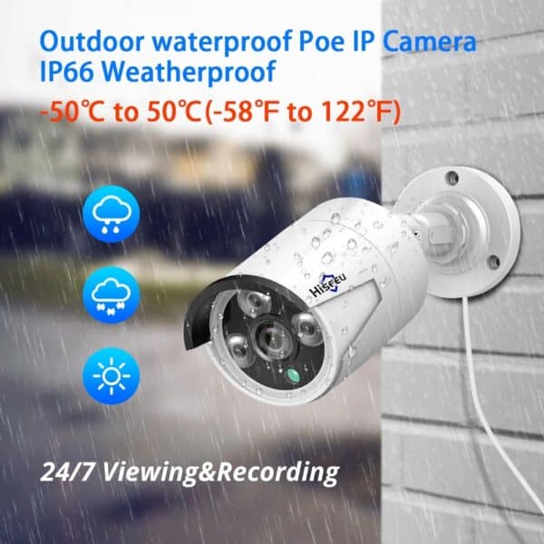 Hiseeu HB612 Videocamera Visione Notturna 1080P POE 2.0MP IP Fotocamera ONVIF P2P IP66 Impermeabile Esterna IR CUT 3