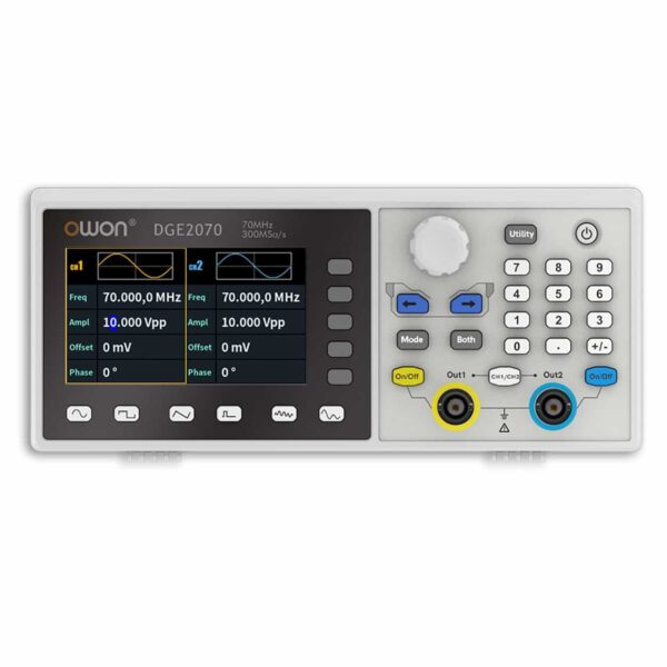 OWON DGE2035 DGE2070 Generatore di Forme d'onda a 2 Canali 35MHz 70Mhz 125MSa/s 300MSa/s 14bit Frequenzimetro 1