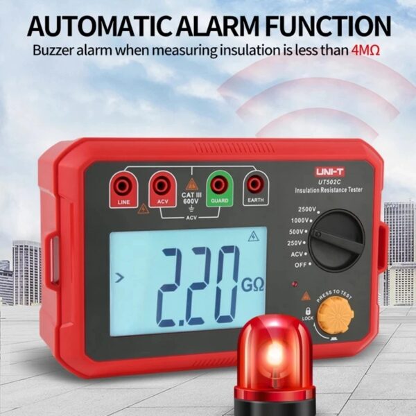 UNI-T UT502C Megaohmmetro Misuratore di Terra Digitale 2500V Tester di Resistenza di Isolamento Auto Range 3