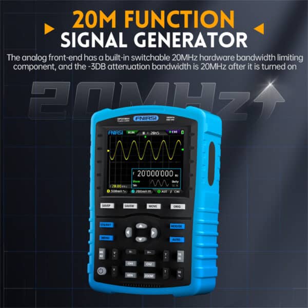 FNIRSI DPOX180H Oscilloscopio Portatile 180MHz – 3DB 50000wfms/s con Generatore di Segnali