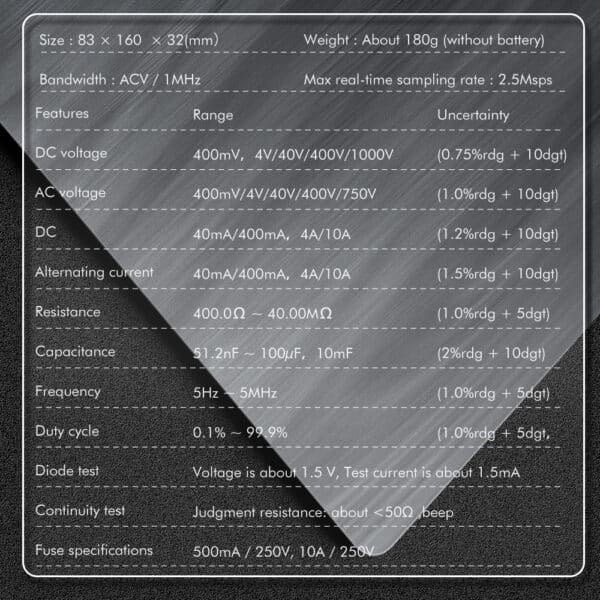 MUSTOOL MT8210 Multimetro Oscilloscopio 2 in 1 1MHz 2.5Msps