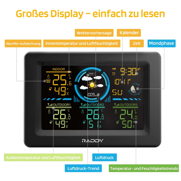 Raddy WF-60C 12-IN-1 Stazione Meteo