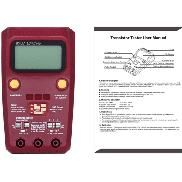 BSIDE ESR02PRO Tester Digitale per Componenti Transistor SMD Diodo Triodo di capacità di induttanza, ESR Meter