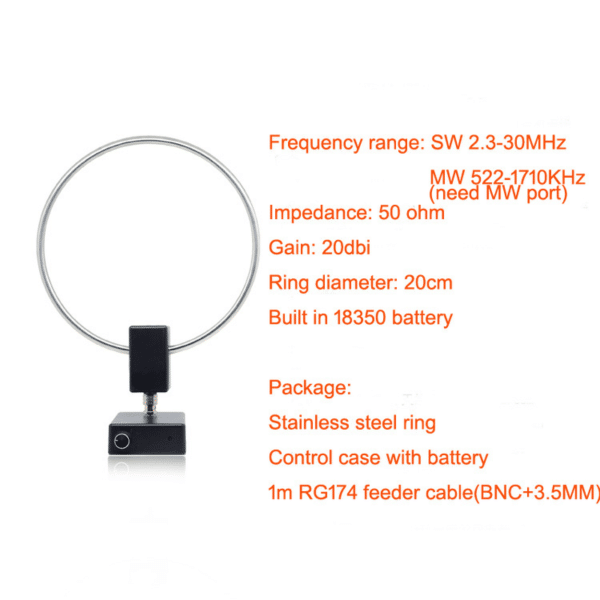 Antenna Loop Attiva GA-450 GA450 Antenna Radio Onde Medie Corte 2.30-30MHz per Scanner Ricevitore SDR