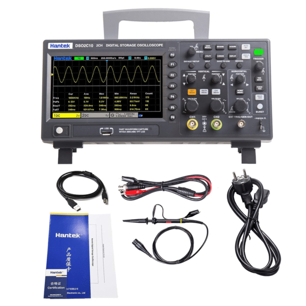 Hantek DSO2D10 Oscilloscopio Digitale 2CH+1CH Frequenza di Campionamento 1GS/s Larghezza di Banda 100MHz con Sorgente di Segnale (AWG)