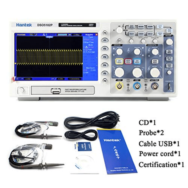 Hantek DSO5102P Oscilloscopio con Memoria Digitale USB a 2 canali 100MHz campionamento in tempo reale 1GSa/s