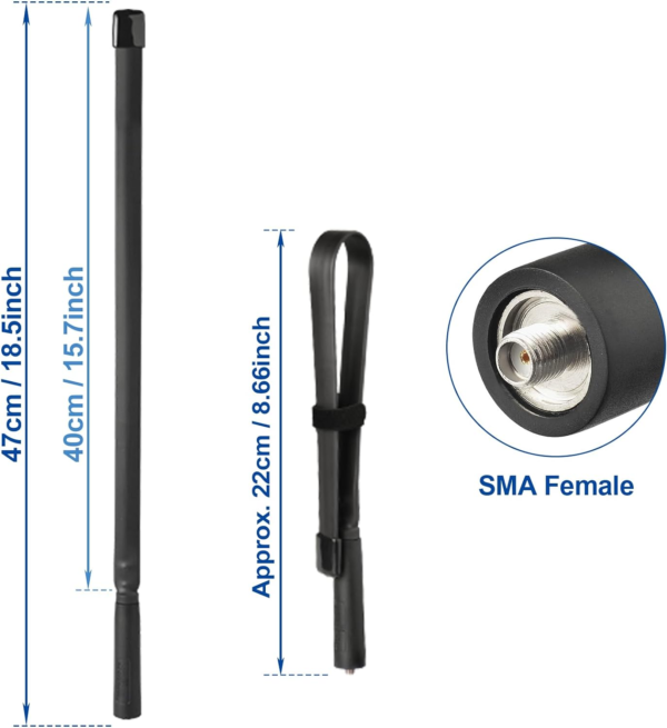 Antenna Tattica Pieghevole SMA-F Femmina VHF UHF per Baofeng UV-5R 82 9R Plus BF-888S