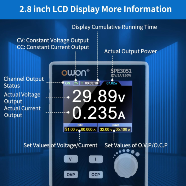 OWON SPE3103 Alimentatore da Laboratorio, 300W, 30V / 10A