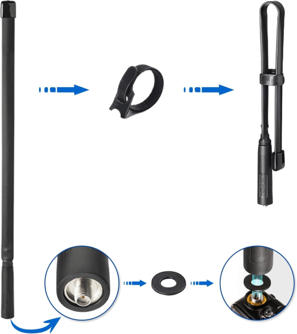 Antenna Tattica Pieghevole SMA-F Femmina VHF UHF per Baofeng UV-5R 82 9R Plus BF-888S