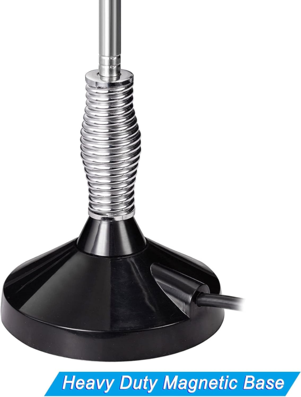 Antenna Veicolare CB con Base Magnetica PL259 e Adattatore BNC