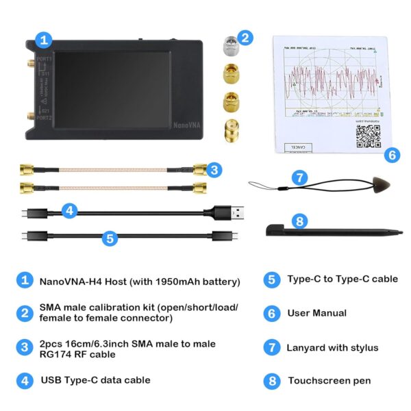 NanoVNA H4 Analizzatore d’antenna V4.3 10KHz-1.5 GHz