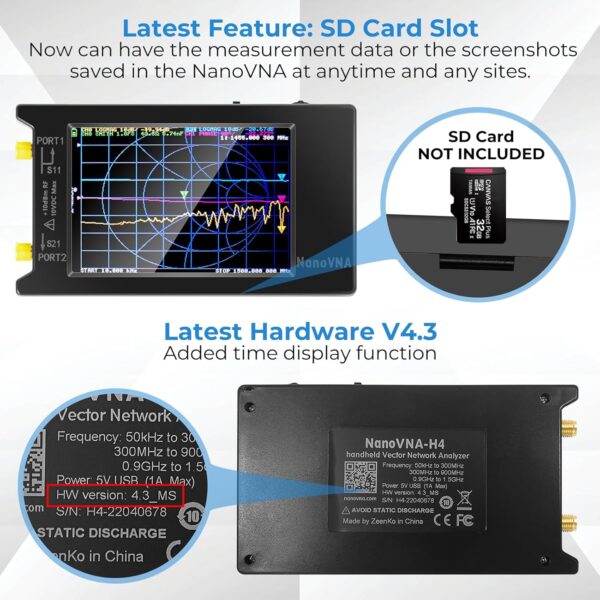 NanoVNA H4 Analizzatore d’antenna V4.3 10KHz-1.5 GHz