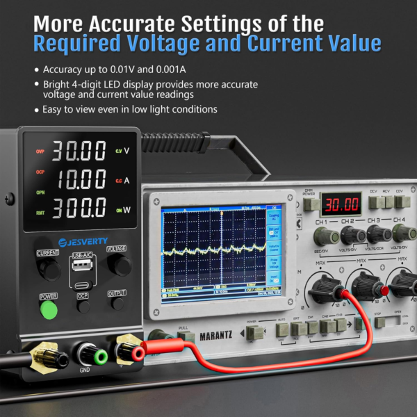 Alimentatore Jesverty SPS-3010M CC Variabile, Alimentatore Da Banco Regolabile 0-30V 0-10A